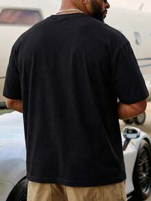 FRACTYR Men's Summer Casual Street Fashion Rhinestone Eye Cross Print Round Neck Short Sleeve T-Shirt - Black - View 3