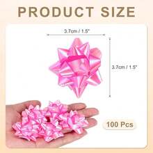 Mini Star Gift Bows, 100Pcs Small Christmas Rainbow Film Gift Wrapping Se--Adhesive Bows For Holiday Weddings Birthday Party, Pink - Hồng - Xem 3