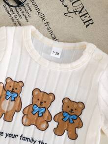 2pcs Newborn Baby Boy Outfit, Cute Bear Pattern Short Sleeve Top And Shorts, Casual Daily Wear - Apricot - View 4