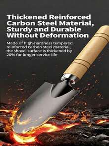 Bộ 3 dụng cụ làm vườn - Xẻng rộng bằng thép carbon dày + Xẻng hẹp + Cào 3 ngạnh, lớp phủ chống gỉ, tay cầm bằng gỗ chắc chắn chống trượt, thép tôi luyện thế hệ thứ 2, 1 bộ thay thế 10 dụng cụ! Thích hợp cho làm vườn tại nhà, trồng cây, xới đất, làm cỏ, trồng rau, tìm kho báu trên bãi biển, cắm trại. - Bộ dụng cụ làm vườn ba món - Xem 5