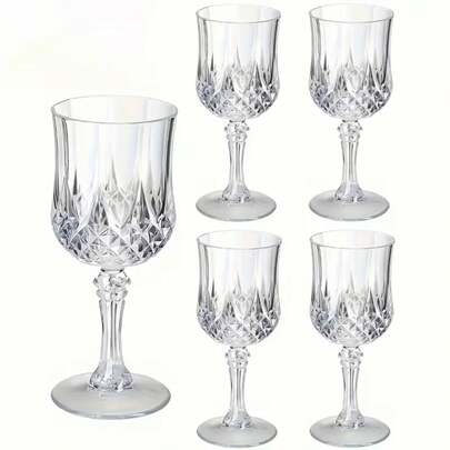 Luxury Plastic Wine Glasses, Vintage Style, Scratch-Resistant And Durable, Suitable For Christmas, Halloween, Ideal For Juice, Milk Tea, Coffee, Red Wine And White Wine, Suitable For Kitchen And Dining Room