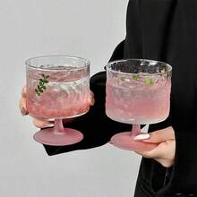 6 Stücke exquisite Tassen, Cocktailgläser, Vintage Gläser Kaltbrüh Tassen, Eiskaffee Tassen, Aperitifgläser, Saftgläser, einzigartige und schöne Tassen - Pink - Übersicht 3