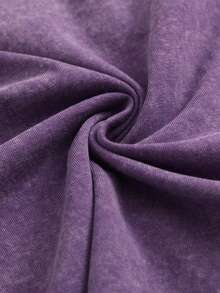 Vintage Washed T-Shirt Double Sided Printed (230g Pure Cotton T-Shirt), Intricate Spade A Poker Pattern Print, Comfortable, Fashionable T-Shirt, Street Style Cotton - 紫色 - 查看 5