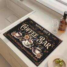 1件复古咖啡印花图案橡胶晾干垫，耐用硅胶餐垫，适用于咖啡馆、餐厅餐具、厨房地毯、宠物垫 - 彩色 - 查看 19