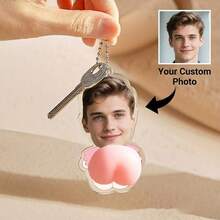 1个定制亚克力挤压玩具钥匙扣，可个性化定制人像照片，新奇的臀部挤压减压钥匙扣，送给家人、朋友的独特礼物，生日、情人节礼物 - 彩色 - 查看 7