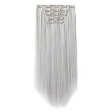 DWhite Hair Extension Clip In Hair Extensions For Women Halloween 5 Pieces 22" Synthetic Long Straight Sier Thick Hair Pieces For Women Cheap Grey Sier Full Head - 白色 - 查看 5