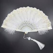 Conjunto de 5 leques de penas artificiais, leques dobráveis de penas Malabou com bordado de flores, leques dobráveis de mão em estilo retrô chinês, leques de penas dos anos 1920 para roupas femininas, festas, dança, fotografia, decoração de casamento, formatura, parabéns aos formandos, itens essenciais para viagens e caminhadas, ferramentas portáteis, itens essenciais para o verão, portáteis para o verão - Multicolorido - Ver 13