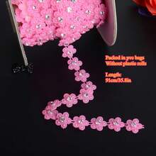 1pc 1.5cm/0.59in Width Elegant Double Line Plastic Plum Blossom Beaded Chain Trim With Rhinestones Garland For Sewing Bridal Dress Decor Weddings Party Home Decor, DIY Creative Decorations, Jewelry Making Kits, Gift Wrap Decoration (91cm/35.8in Per Pack) - Chain - View 13