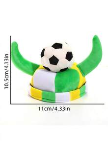 1顶足球派对帽 - 足球比赛帽 - 啦啦队帽 - 拍照道具牛头帽 - 节日庆典派对足球帽，新款斜角足球迷帽，可重复使用涤纶啦啦队帽，适合足球比赛和嘉年华活动 - 查看 7