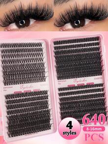 Bộ dụng cụ nối mi 640 món, bao gồm (30D+40D+50D+60D/50D+60D+80D+100D) trọn bộ mi giả, keo dán, nước tẩy trang và dụng cụ, dễ dàng tự làm nối mi chuyên nghiệp tại nhà - Sử dụng mi giả lông chồn, keo dán chắc chắn, nước tẩy trang và dụng cụ chính xác cho kết quả như ở salon, bộ dụng cụ nối mi tự làm hoàn chỉnh. - Nhiều màu - Xem 6