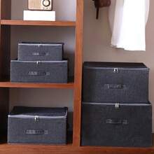 1个带盖拉链收纳盒，防刮耐用，大容量，可折叠，适用于收纳衣物、毯子、玩具、书籍等——便携时尚，适合女性，可放置于床下收纳 - 彩色 - 查看 7