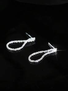 1 Pair S925 Sterling Silver Minimalist Starry Sky Stud Earrings, Elegant Unique Design Earrings For Women, Luxury Everyday Wear Versatile Exquisite Jewelry Gift - Geometry - View 3