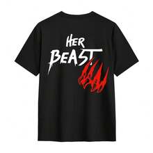 amiseta de Pareja Su Bestia Su Belleza, Conjuntos a Juego para Parejas, Regalos para el Día de San Valentín, Camisetas de Aniversario, Camiseta Romántica de Pareja en , Top Unisex - Negro - Ver 3