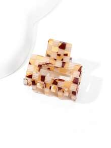 1个女士复古焦糖条纹蓝棕色醋酸纤维发爪夹，优雅百搭小巧发爪，适合日常装饰、户外休闲、约会夏季发饰沙滩发夹度假发夹 - 彩色 - 查看 2