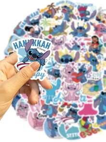 Disney 50张迪士尼史迪奇贴纸 派对礼品 史迪奇卡通贴纸 防水乙烯基贴纸 - 藍色 - 查看 3