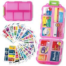 Weekly Pill Organizer With 7 Day Travel Pill Case And 161 Medicine Labels Mini Portable Medication Reminder Storage Box Pink - 1 - Xem 2