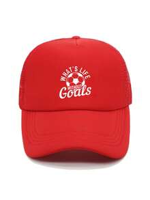 1pc Fashion Sponge Cap WHAT'S LIFE WITHOUT GOALS Letter Printing Adult Truck Driver Hat Baseball Hat Fishing Hat Funny Gift Hat For Men And Women Spring And Summer - Multicolor - View 13