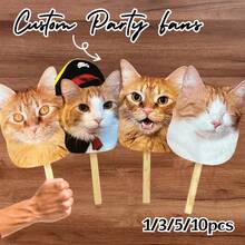 1/3/5/10 piezas Máscaras de fotos, Cara en un palo, Cara de mascota en un palo, Accesorio de fotomatón personalizado, Recorte de gato, Gato de boda, Recorte de cabeza de mascota, Accesorios de fotomatón, Recorte de cabeza en un palo Máscara de cara divertida - Multicolor - Ver 1