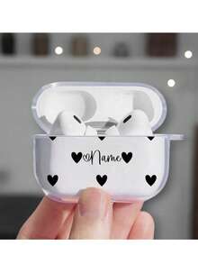 1 pieza Funda personalizada para auriculares, Funda protectora de TPU suave para auriculares, Funda para auriculares con diseño personalizado unisex, Compatible con auriculares Apple 1/2/3/4/Pro/Pro2, Elegante, Colorida, Minimalista, Kawaii, Personalizada, Única, Regalo para novio - transparente - Ver 3