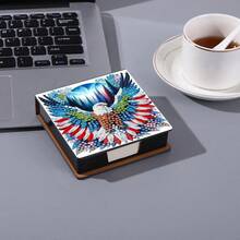 1pc DIY Diamond Art Owl Pattern, Asymmetrical Rhinestone Mosaic Painting, Black Faux Leather Self-Adhesive Memo Pad Box With 160 Sheets, Ideal For Home, Office And School Supplies, Craft, Cute Stationery, Holiday Gift - View 8