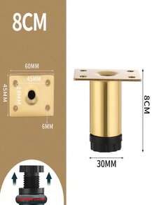 Set Of 4 Polished Metal Furniture Legs - Adjustable Height Heavy-Duty Round Iron Legs For Sofa, Table, Cabinet, Bed, Vanity, Ottoman - DIY Replacement Legs With Strong Load Capacity - Gold - View 3