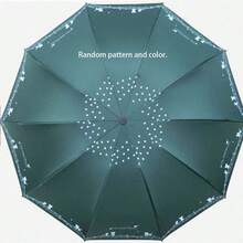 1pc Random Floral Pattern Umbrella, 10 Ribs Black Coating Sunshade Umbrella, Printed Umbrella, Large Dual-Use Rain & Sun Protection Umbrella, Outdoor, Garden, Travel Essentials, Portable Essentials, Beach Essentials, Graduation Season, Commencement, Graduation Ceremony, Graduation Gift - Multicolor - View 14