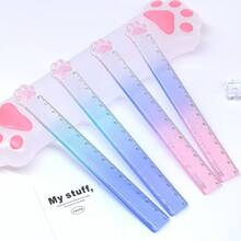 1pc Random Color/3PCS Mixed Color, Cute Cat Paw Ruler, 15cm Gradient Color Ruler, Student Stationery - Color - View 10