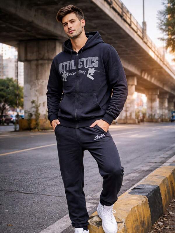 Conjunto Deportivo para Hombre de Felpa Pants y Sudadera con Diseño Combinado, Cómodo, Ligero, Elástico y de Excelente Calidad