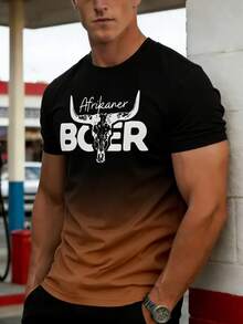 男士渐变色短袖3D印花休闲时尚T恤 - 彩色 - 查看 3