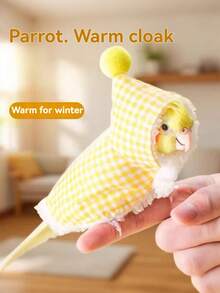鹦鹉斗篷披风，保暖防风内衬，鸟类服装，小红帽造型，易于穿戴；3D立体剪裁，贴合鹦鹉体型，不影响活动，厚实外套，适合秋冬季鸟类穿着。 - 彩色 - 查看 2