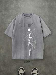 Retro Limited Edition Retro Sub-Tone T-Shirt, Rock Band Heavy Metal Neutral Cotton Pattern Washed TeeGothic Punk Grunge Emo Y2K Clothes, Rock Music Merch..Jpg - Grey - View 1