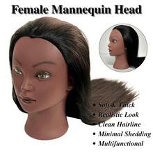 Cabeza de maniquí de práctica para trenzar de 26 pulgadas con cabello, cabeza de muñeco de entrenamiento para peluquería - Ver 5