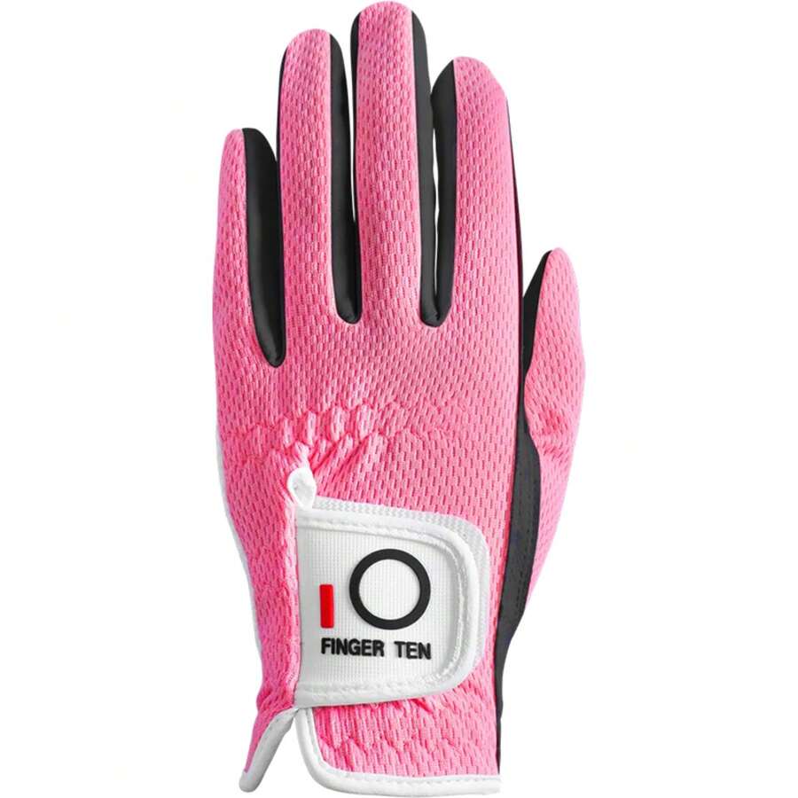FINGER TEN 1 pieza Guante de golf para mano izquierda de mujer, guante con agarre de malla resistente a todo clima, swing confiable, transpirable y cómodo, talla: Pequeña/Mediana/Grande - Multicolor - Ver 1