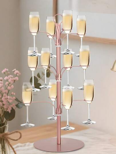 Cocktail Tree Stand For Drinks Champagne Tower Wine Glasses Holder, 3 Tier 12 Holders, Bar Home Drinks Tree Display Suitable For Gin, Cocktails, Champagne, Wine