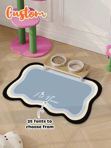 1 pièce Tapis de nourrissage pour animaux de compagnie personnalisé - Tapis de bol pour chien à séchage rapide, absorbant et antidérapant avec nom personnalisé, tapis de nourriture pour chat, tapis de sol intérieur, taille 30x40cm - Multicolore - Voir 7