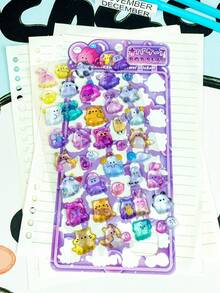 3D卡通漂浮贴纸，水晶钻石儿童装饰贴纸，3D浮雕贴纸，可爱女孩专属 - 彩色 - 查看 11