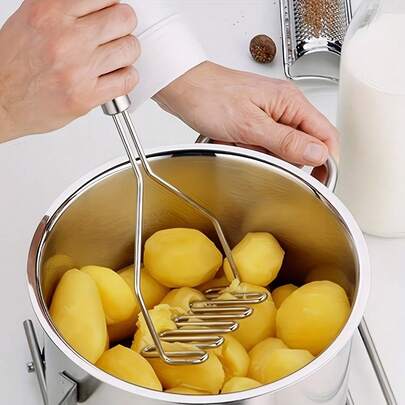 SOKANY 1 Presser, Wavy Stainless Steel Mashed Potato Masher, Kitchen Vegetable And Fruit Mashed Small Tool