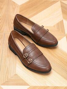 Women's Loafers, Round Toe Carved Flat Shoes, Outdoor Retro Shoes, Casual Shoes - Coffee Brown - View 6