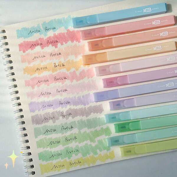 4pcs Cream Pastel Soft Tip Highlighters, Aesthetic Cream Color Liner For Students, Journaling & Note Highlighting, Student Back To School Supplies, Office Spot Liner