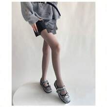 Spring Summer New Sheer Velvet Pantyhose Women Candy Color Sheer Nude Tights Y2K Sexy E-Girl Soft High Waist Hosier - màu đỏ rượu vang - Xem 4