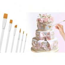 6pcs/Set Cake Decorating Brushes, Design, Suitable For Cake Decorating, Can Be Used With Edible Glitter And Food Coloring. This Tool Set Features Soft Synthetic Bristles, Easy To Use And Clean. - Multicolor - View 8