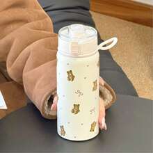 1 pièce Bouteille d'eau isotherme de 550 ml avec motif mignon d'ours avec nœud papillon. Réutilisable, parfait comme contenant à jus, tasse à thé et porte-boisson. Essentiel pour l'hydratation quotidienne, cadeau idéal pour la Saint-Valentin et décoration charmante pour les cadeaux d'anniversaire - Multicolore - Voir 5