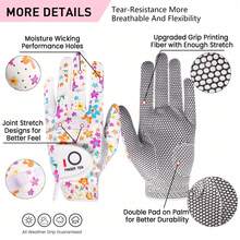 FINGER TEN 1pc Women's Golf Glove Left Hand, All-Weather Excellent Grip & Comfortable Fit, Suitable For Serious Golfers Practice And Competition, Medium Small Large Sizes Available, Enhance Sports Performance - Flower - View 4