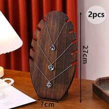 1pc Wooden Jewelry Display Stand, Necklace & Bracelet Holder, Pendant & Bead Organizer, Retail Display Prop - Walnut Color - View 9