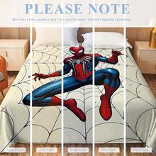This Is A Marvel Spider-Man Themed Flannel Blanket, With Multiple Spider-Man Images And Web Elements Densely Arranged, Creating A Strong Visual Impact. The Main Color Scheme Is Red, Blue, And White, With Features Of Warmth And Softness. It Can Be Used As A Sofa Throw, Nap Blanket, Or Bedding Decoration. - Beige - View 10