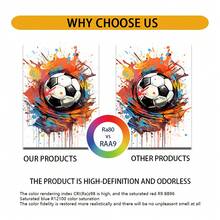 3件套，可选画框，现代涂鸦足球帆布墙画 – 色彩缤纷的运动员和运动鞋图案，都市运动装饰，适用于客厅、卧室和办公室，世界杯装饰画 - 彩色 - 查看 4