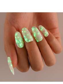 1 Box Of 20pcs Natural Long-Lasting Classic DIY Glow-In-The-Dark Sequin Green & Multi-Color Nail Gel Stickers, Easy To Apply And Remove, UV Cured Nail Gel Stickers - Multicolor - View 5