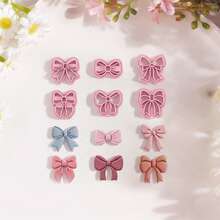 1/6件套弓形粘土切割器套装，不同款式聚合物粘土切割器，弓形粘土模具，DIY粘土首饰制作工艺工具 - 粉色 - 查看 2