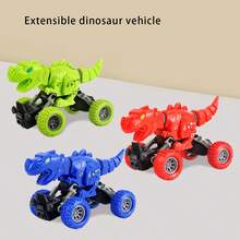 适合3岁以上儿童的可伸缩恐龙玩具，趣味卡通造型，双向可伸缩，亲子互动玩具，双向惯性驱动，无需电池 - 彩色 - 查看 7
