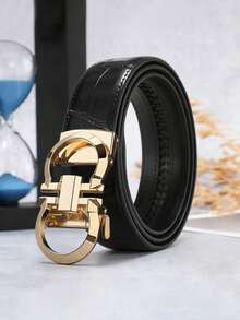 男士竹节纹压花PU皮带，采用自动扣设计。皮带扣有金色、银色和黑色三种镀层可选，皮带本身则有黑色和棕色两种颜色。这款皮带采用可调节棘轮设计，尽显奢华商务休闲风范，是父亲节和周年纪念日的理想礼物。 - 彩色 - 查看 3